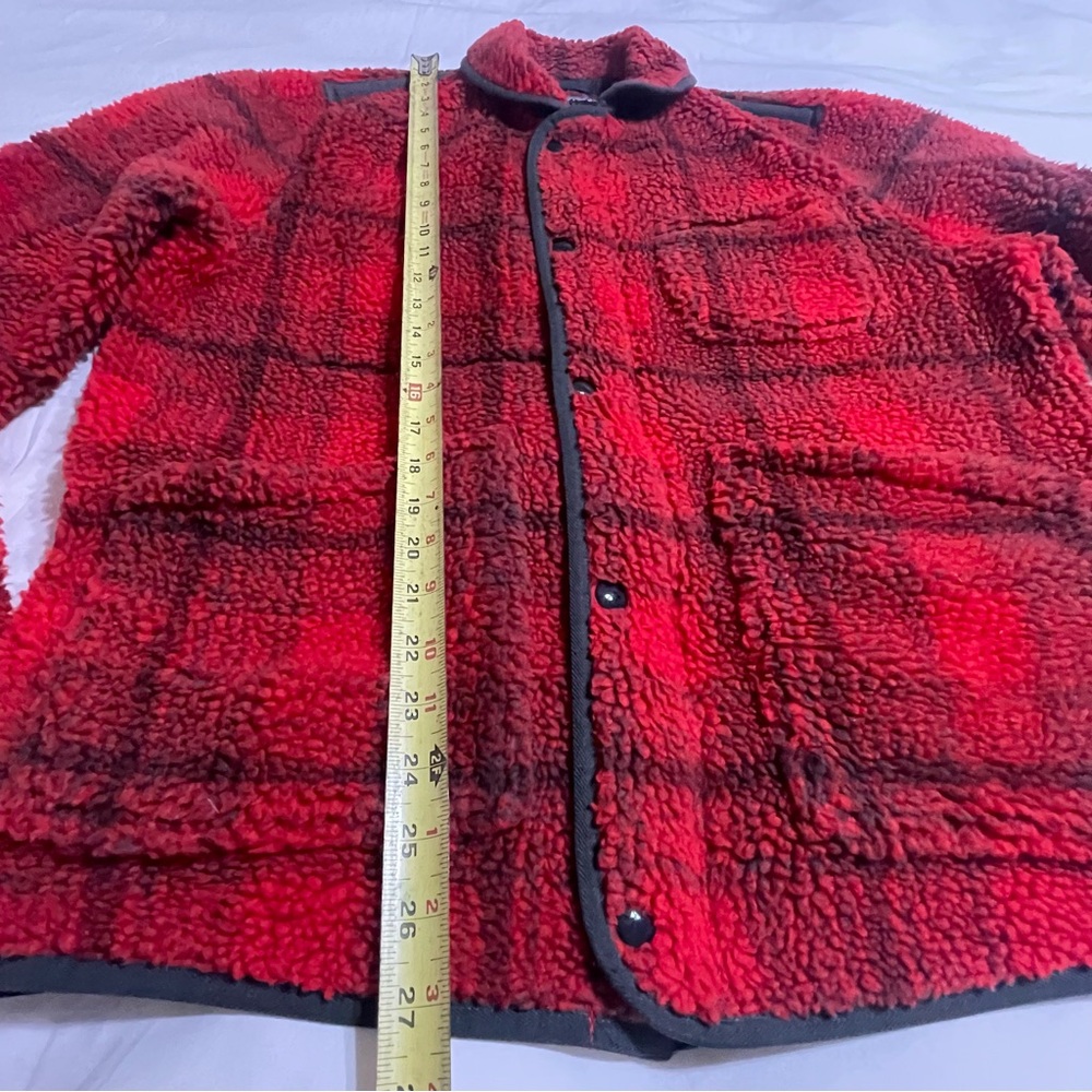 J. Crew Wallace‎ & Barnes sherpa fleece jacket in plaid Red and Black - Picture 12 of 14